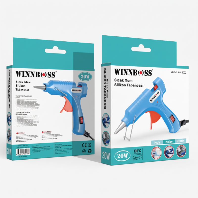20W Sıcak Silikon Tabancası - Küçük Boy - 7.5 mm Mum Silikon Uyumlu - 3